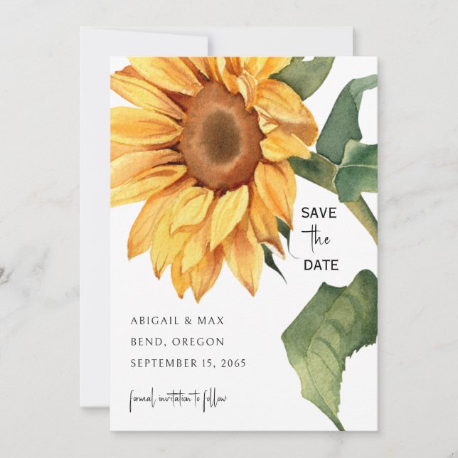 Reserve A Data Sunflower Wedding Website Save the Date (Frente)