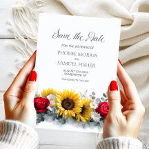 Sunflowers and Roses Wedding Save the Date