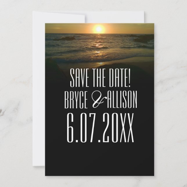 Reserve A Data Sunset Beach Wedding Save the Date (Frente)