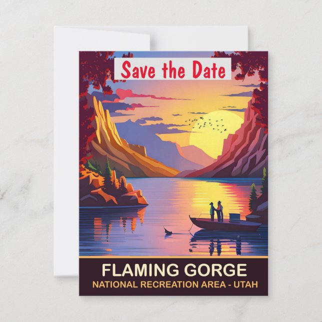 Reserve A Data Sunset on Flaming Gorge, Utah, Viagem Postcard, (Frente)