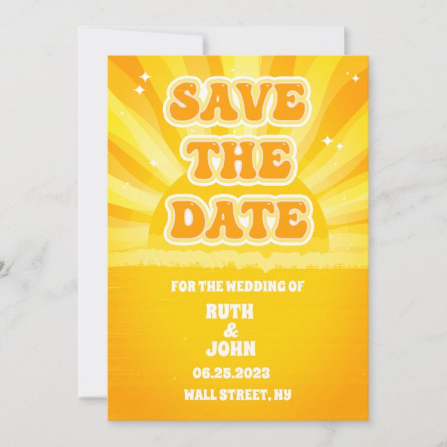 Reserve A Data Sunshine Yellow Non-Photo Weding Date (Casamento n (Frente)