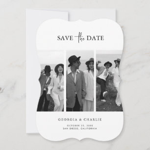 Reserve A Data Suporte de Casamento Moderno Preto e Branco com 3