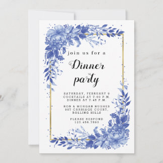 Reserve A Data Surreal Indigo Bouquet - Party Invitation, wedding