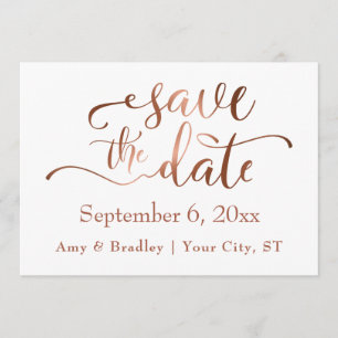 Reserve A Data Sutil Elegante Script de Cobre Casamento Salve a D