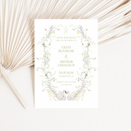 Reserve A Data Swans Floral Frame Monogram Wedding