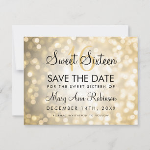 Reserve A Data Sweet 16 Save The Date Glitter Lights (Salvar As L