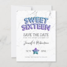 Sweet 16 Save The Date Smermaid Balloons Glitter