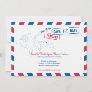 Reserve A Data Tailândia Air Mail Wedding Save The Date (Salvem A