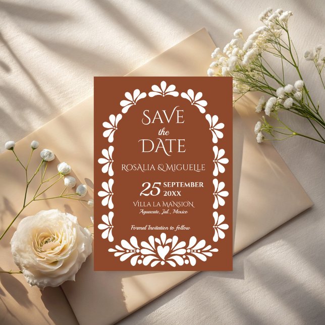 Reserve A Data Talavera terracotta boho arca mexicana (Talavera terracotta boho arch Mexican wedding Save The Date cards template instant download)