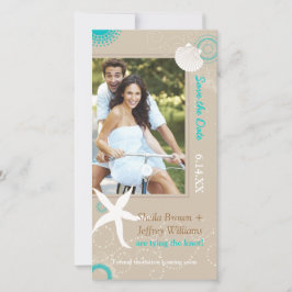 Reserve A Data Tan Aqua White Beach Photo Weding the Date (Casame