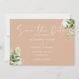 Reserve A Data Tan Elegant Greenery Floral Photo Wedding