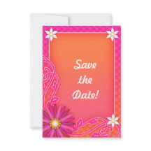 Tangerina e Rosa Floral Casamento Salve a Data