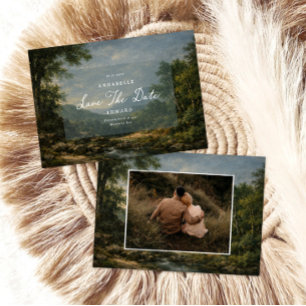Reserve A Data Tapeçaria romântica vintage azul Foto de casamento