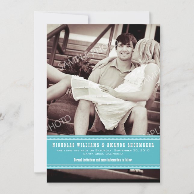 Reserve A Data {TBA} Fita Aqua Simples Guardar Data (Frente)