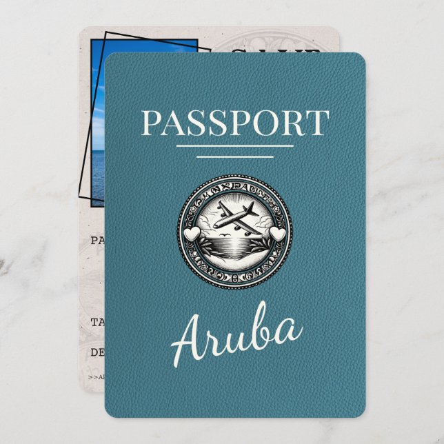 Reserve A Data Teal Aruba Passport Salvar Data (Frente/Verso)
