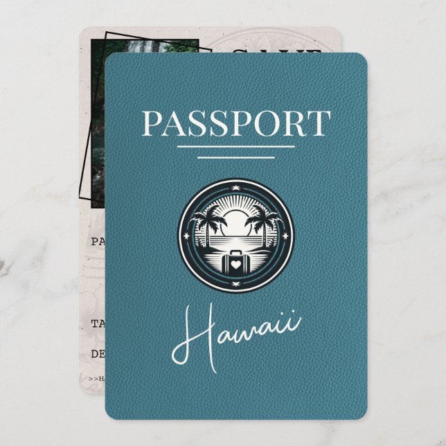 Reserve A Data Teal Hawaii Passport Salvar Data (Frente/Verso)
