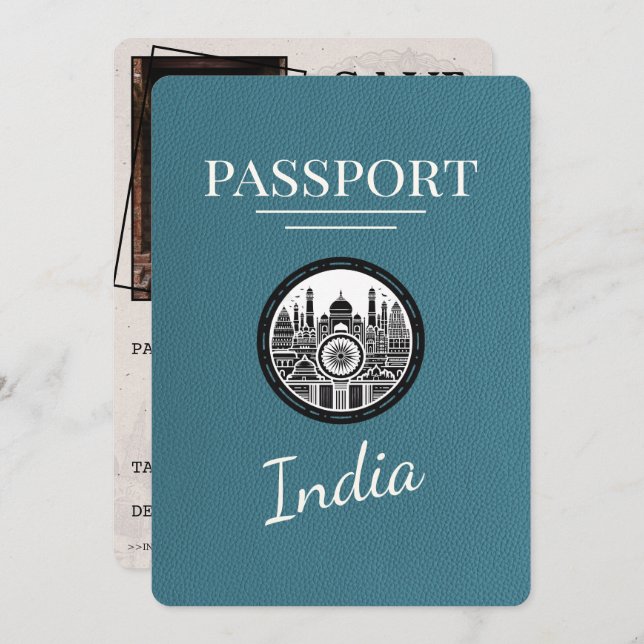 Reserve A Data Teal India Passport Salvar Data (Frente/Verso)