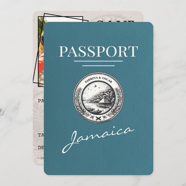 Reserve A Data Teal Jamaica Passport Salvar Data (Frente/Verso)