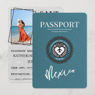 Reserve A Data Teal Mexico Passport Save Date (Salvem A Data)