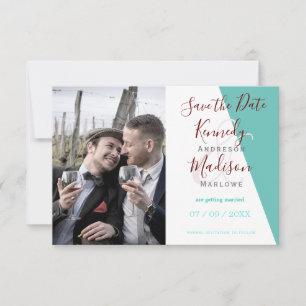 Reserve A Data Teal Monograma Geométrico Casamento Maravilhoso