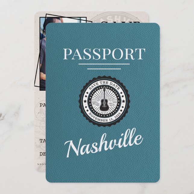 Reserve A Data Teal Nashville Passport Salvar A Data (Frente/Verso)