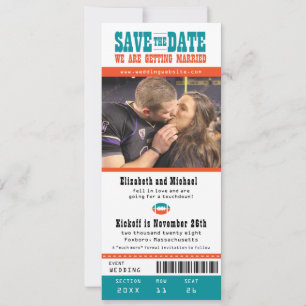 Reserve A Data Teal Orange Wedding Salva a Data Bilhete de Futebo