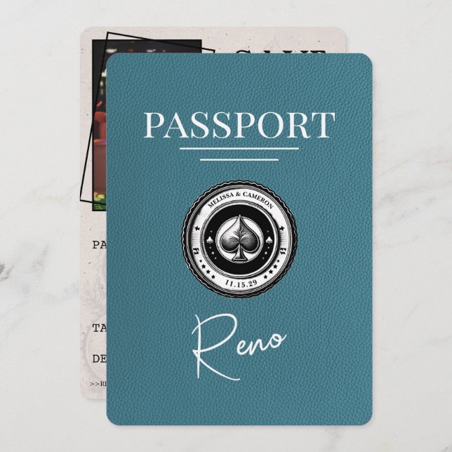 Reserve A Data Teal Reno Passport Salvar A Data (Frente/Verso)