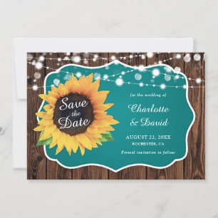 Reserve A Data Teal Rustic Wood Luz Sunflower Wedée