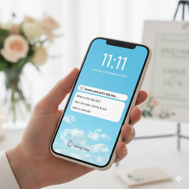 Reserve A Data Tela de bloqueio de telefone engraçada salva a dat (Minimal fun lock screen style digital,wedding invite event date, and `'save the date". )