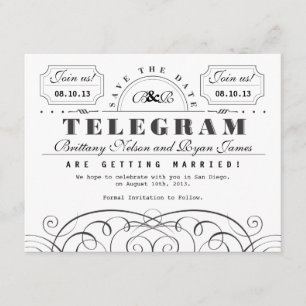 Reserve A Data Telegrama Clássico Salvar a Data