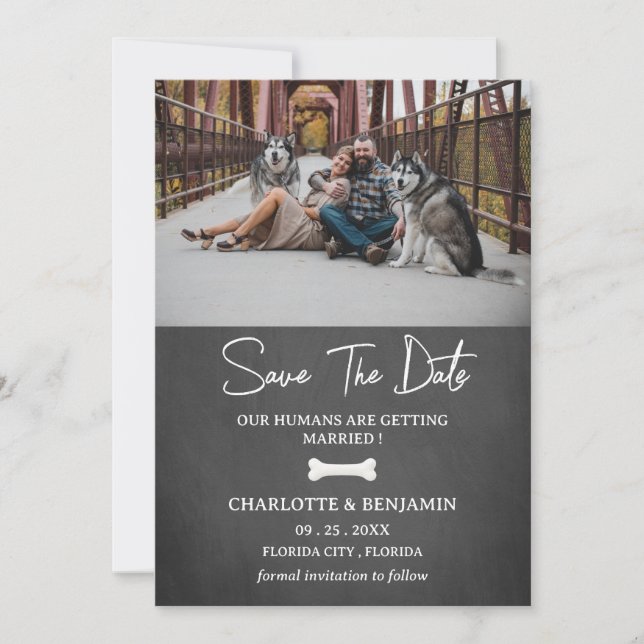 Reserve A Data Tema de Cachorro de Foto Personalizada Moderno (Frente)