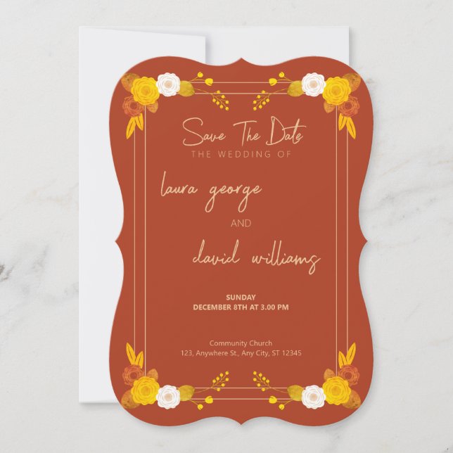 Reserve A Data Tema de Casamento Clássico (Frente)