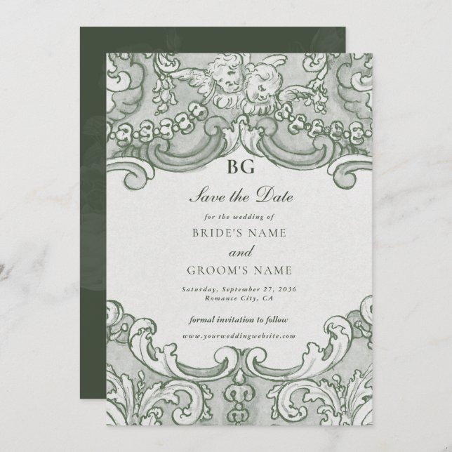 Reserve A Data Tema de Casamento do Partido do Jardim Botânico Vi (Frente/Verso)