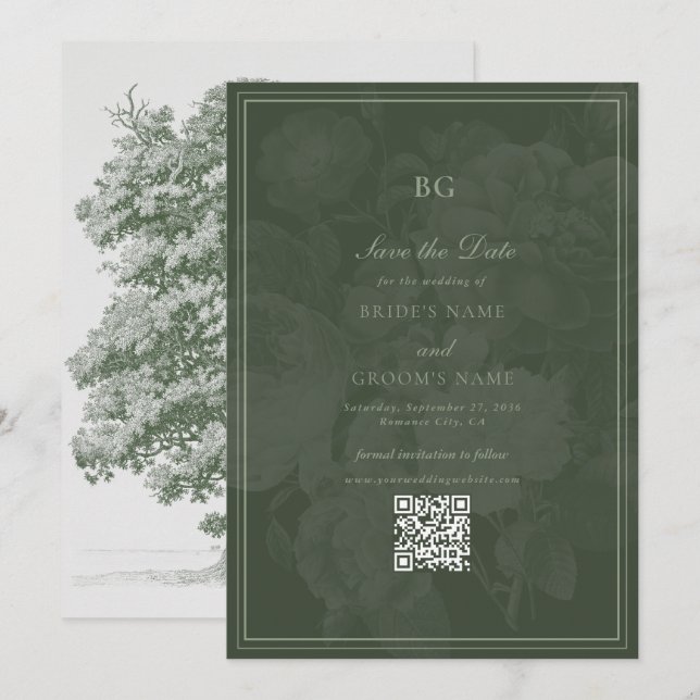 Reserve A Data Tema de Casamento do Partido do Jardim Botânico Vi (Frente/Verso)