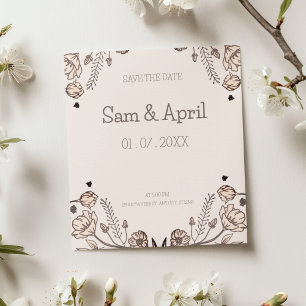 Reserve A Data Tema de Casamento Floral Brown