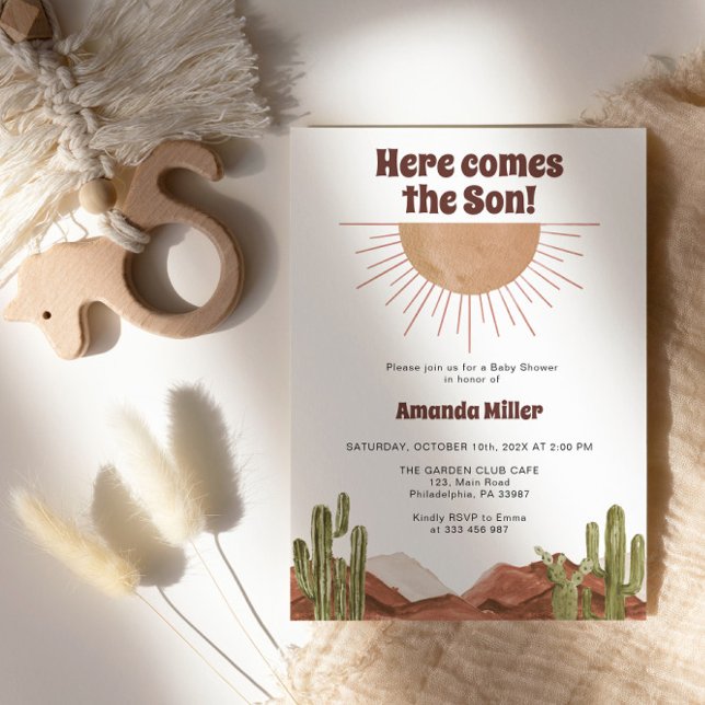 Reserve A Data Tema do cacto chá de fraldas Sun Cowboy (Criador carregado)