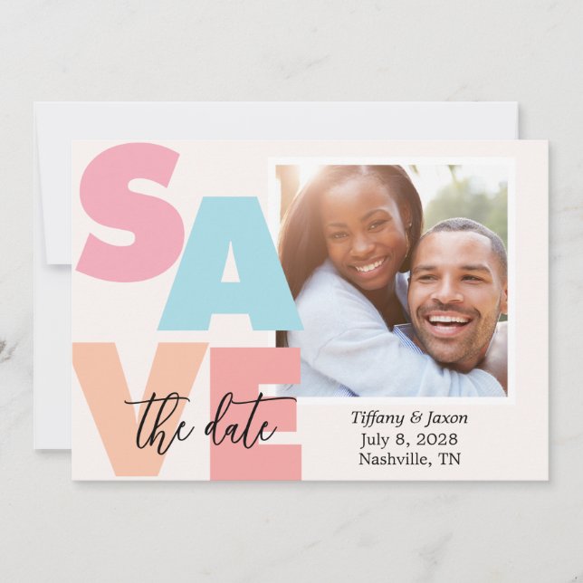 Reserve A Data Tema Tropical Brisa de Praia Foto Salve a Data (Frente)