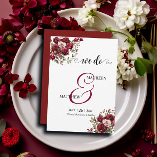 Reserve A Data Temos! Casamento de Script Moderno Floral da Burgu