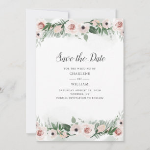 Reserve A Data Tendência de Beijo Floral Rosa Save The Date em Aq
