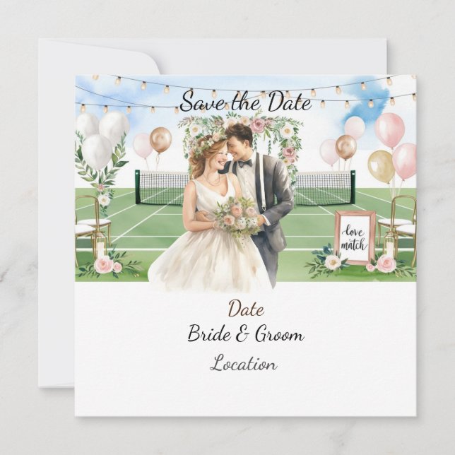 Reserve A Data Tênis Salve a data para o casamento do jogador de  (Frente)