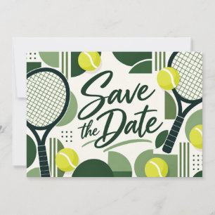 Reserve A Data Tennis Salve a Data com Design de Raquete e Bola