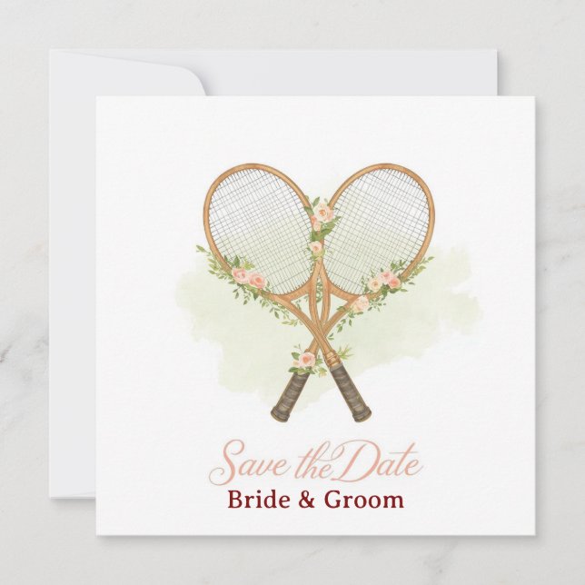Reserve A Data Tennis Save the date Invitation  for Wedding  (Frente)