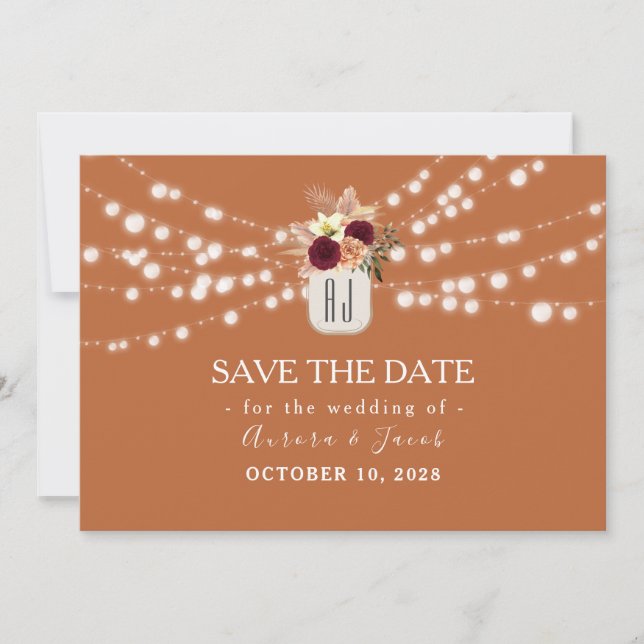 Reserve A Data Terracota Casamento Save The Date (Frente)