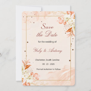Reserve A Data Terracota Estrela Mágica Floral Casamento