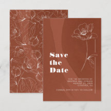 Terracota Minimalista Boho Floral Salve A Data