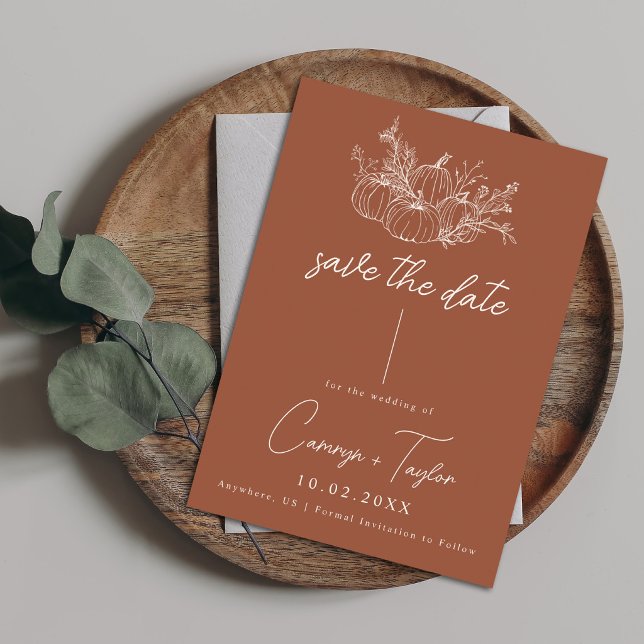 Reserve A Data Terracotta Abóbora Casamento Salve a Data (Criador carregado)