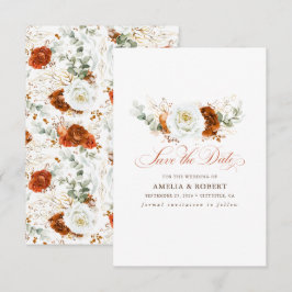 Reserve A Data Terracotta and White Chic Floral Save the Date