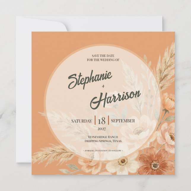 Reserve A Data Terracotta Bloom Save the Date (Frente)