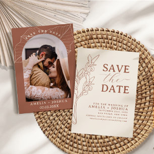 Reserve A Data Terracotta Burnt Orange Flat Save The Date Card