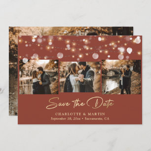 Reserve A Data Terracotta e Dourado Casamento 4 Foto Salvar Data